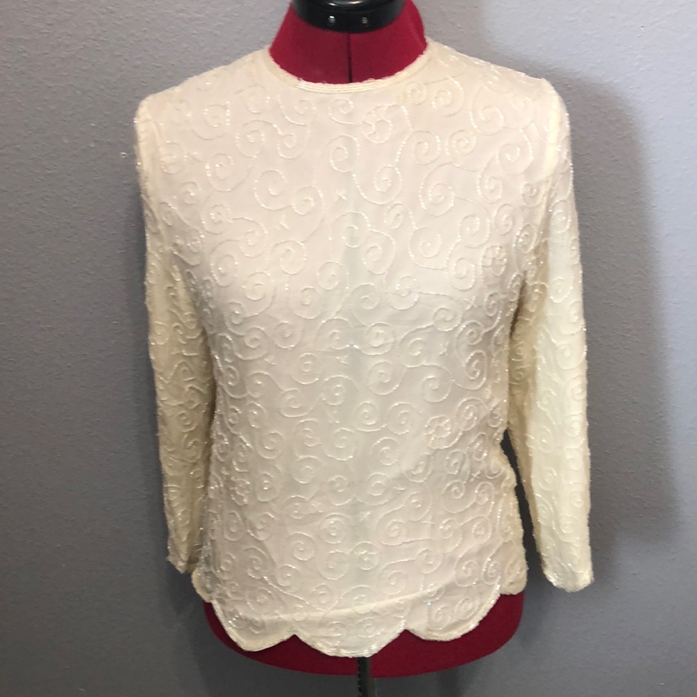 Vintage Valerie Stevens Petites Evening top Women's 2 formal sequins cocktail